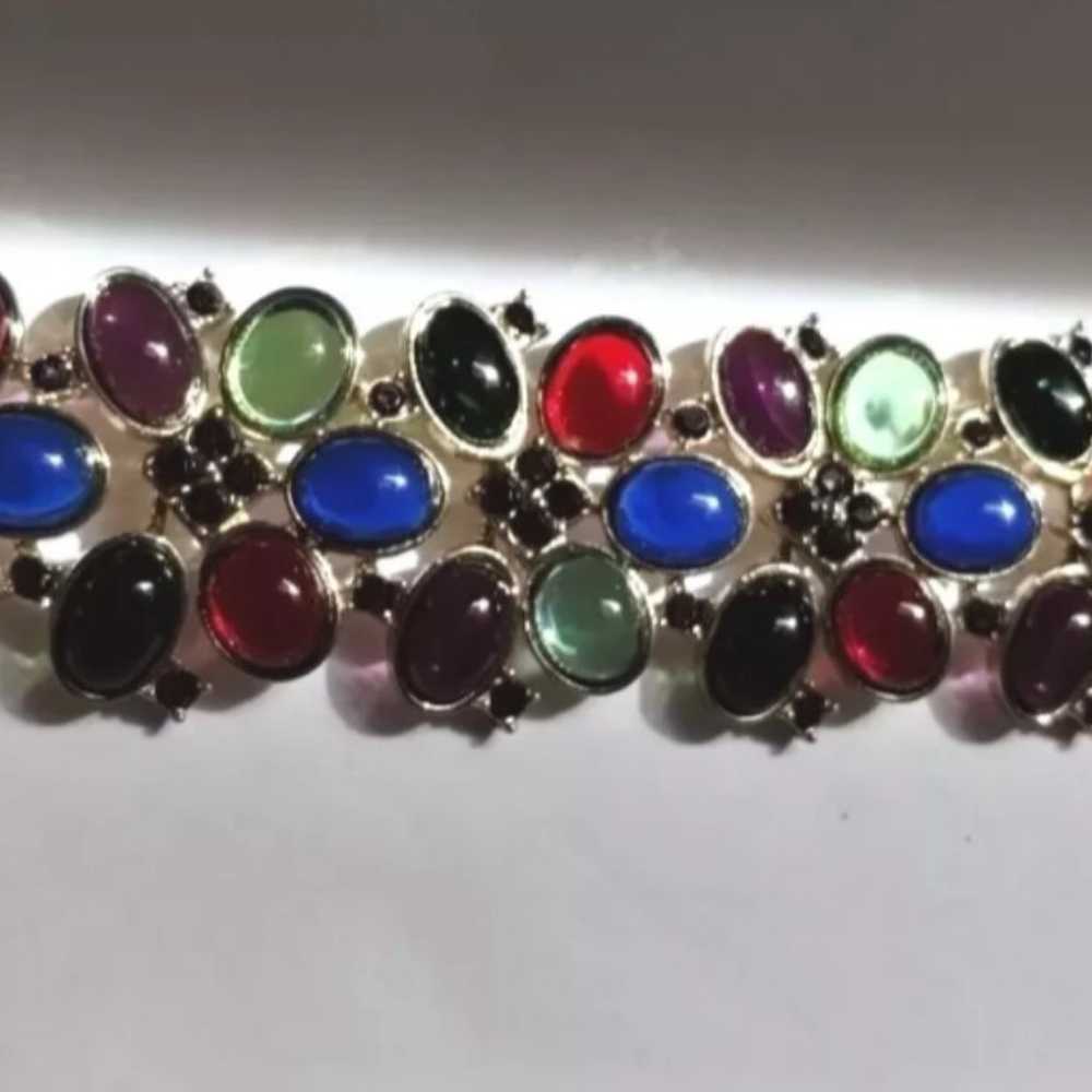 Talbots Multicolor Gem Gripoix Style Bracelet gol… - image 4