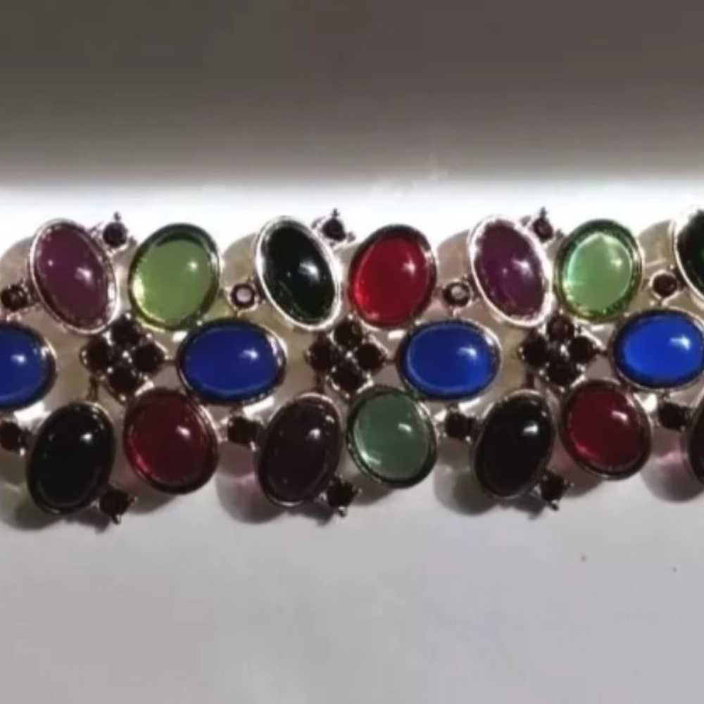 Talbots Multicolor Gem Gripoix Style Bracelet gol… - image 5