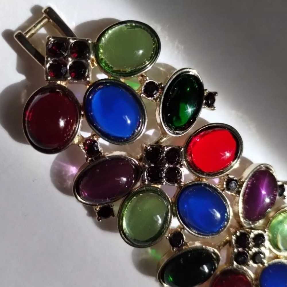 Talbots Multicolor Gem Gripoix Style Bracelet gol… - image 6