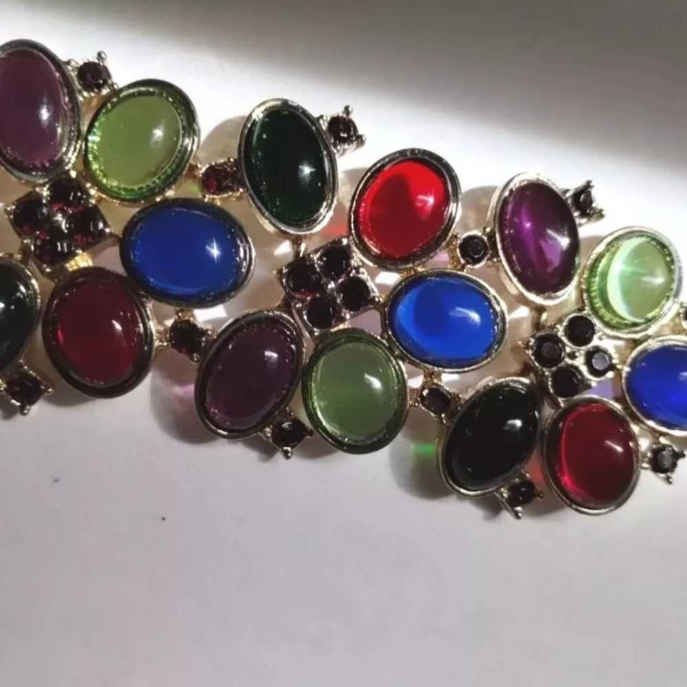 Talbots Multicolor Gem Gripoix Style Bracelet gol… - image 7