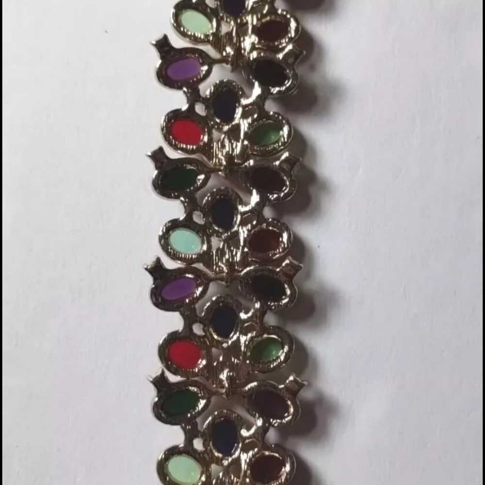 Talbots Multicolor Gem Gripoix Style Bracelet gol… - image 8