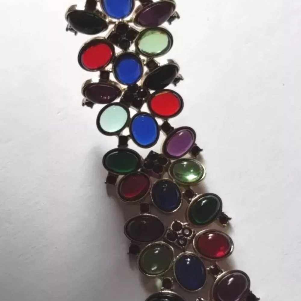 Talbots Multicolor Gem Gripoix Style Bracelet gol… - image 9