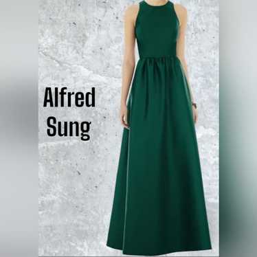 Alfred Sung hunter green sleeveless keyhole back … - image 1