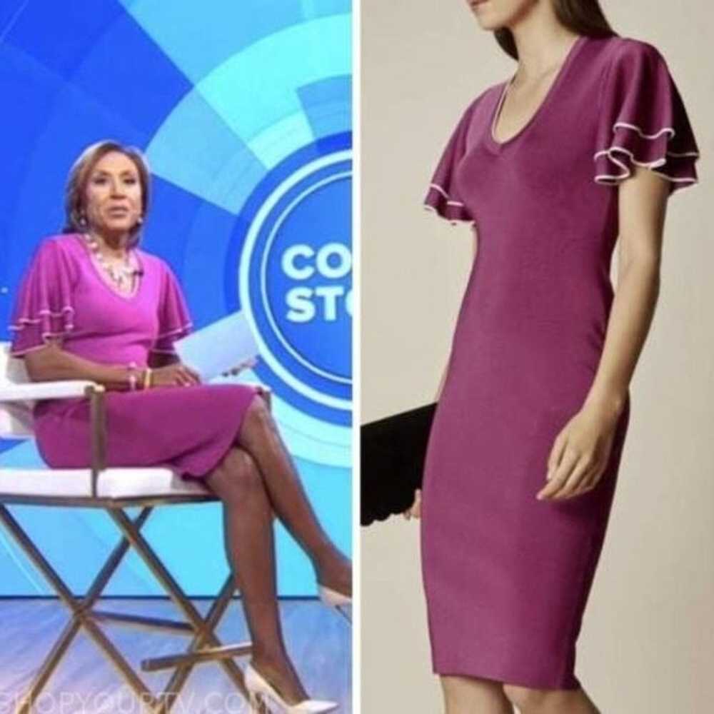 KAREN MILLEN Knitted Midi Dress Magenta M ASO TV/… - image 1