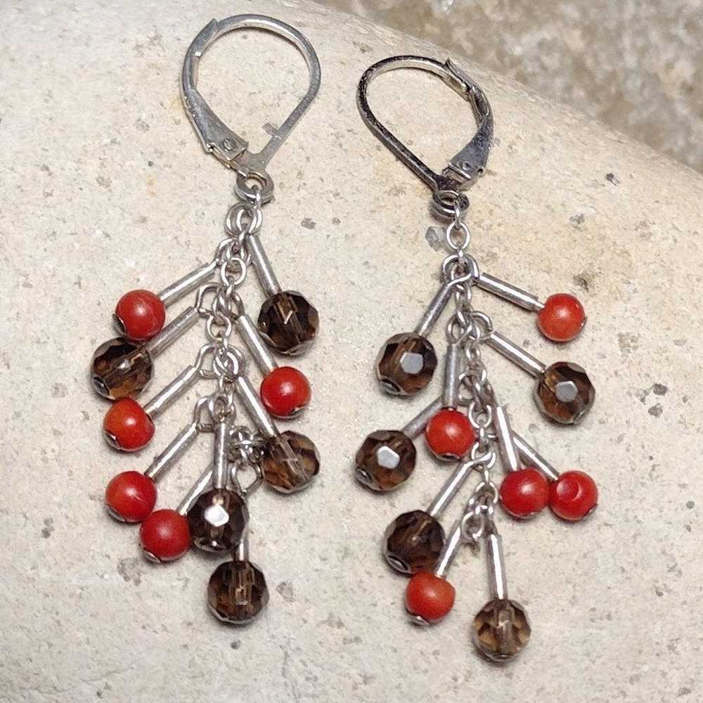 Mediterranean Coral Beaded Sterling Silver Crysta… - image 1