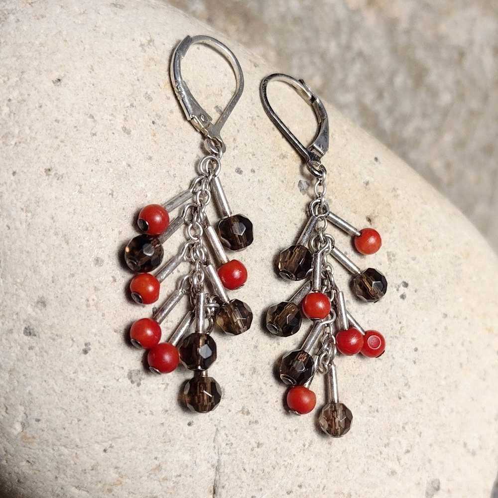 Mediterranean Coral Beaded Sterling Silver Crysta… - image 3