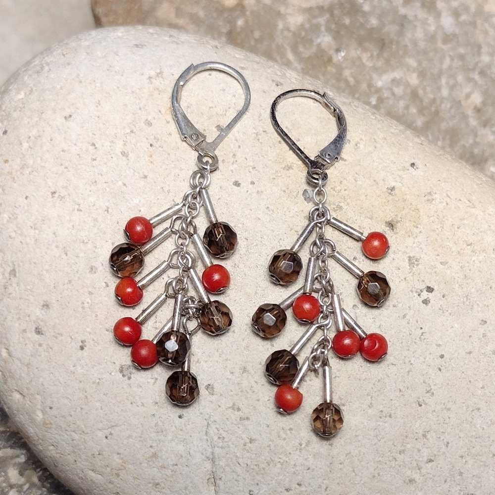 Mediterranean Coral Beaded Sterling Silver Crysta… - image 4