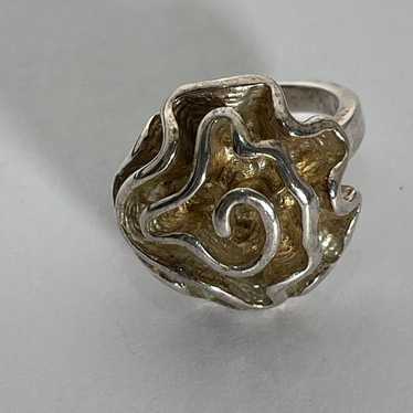 Vintage Sterling Silver Rose Ruffle Ring Size 6.25 - image 1