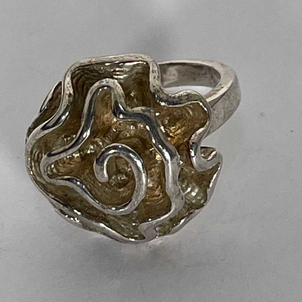 Vintage Sterling Silver Rose Ruffle Ring Size 6.25 - image 2