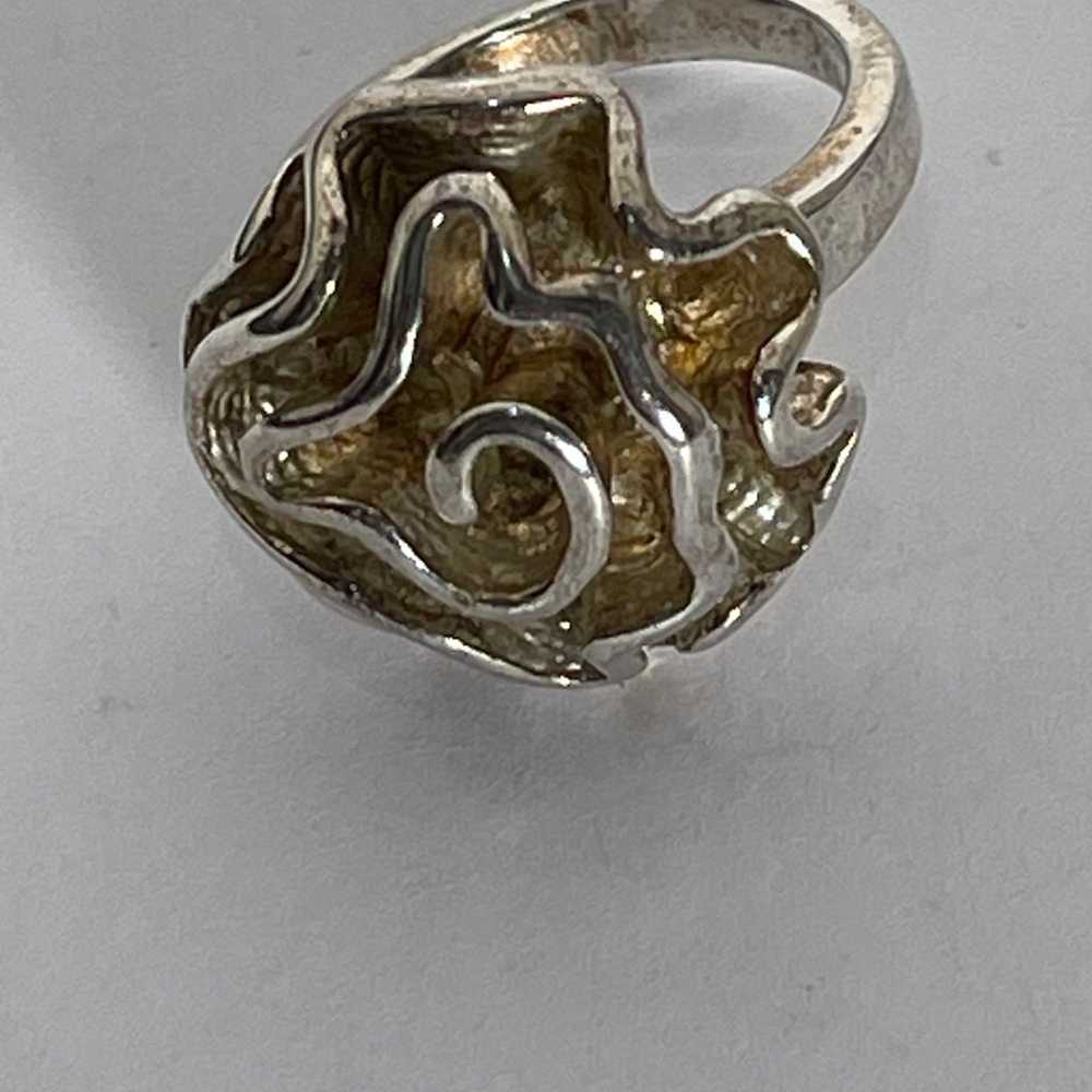 Vintage Sterling Silver Rose Ruffle Ring Size 6.25 - image 3