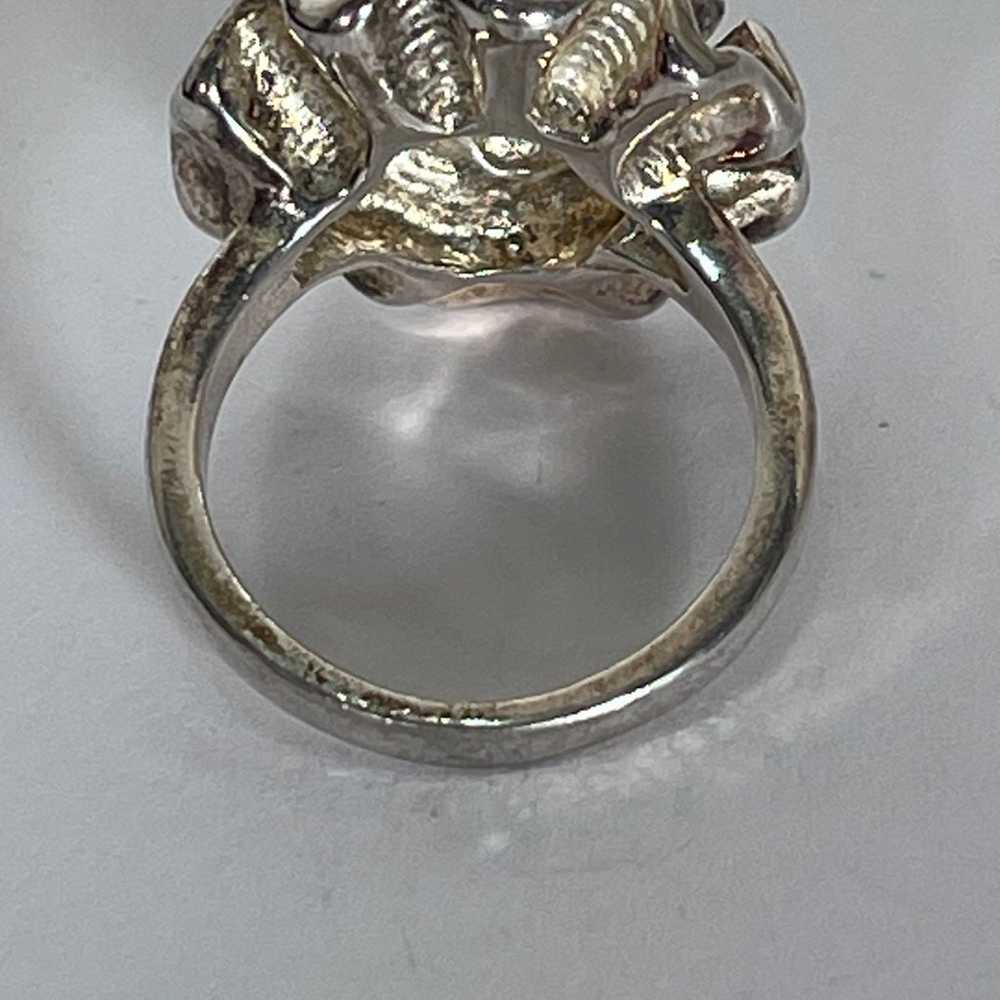 Vintage Sterling Silver Rose Ruffle Ring Size 6.25 - image 6