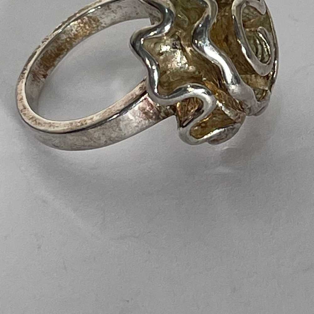 Vintage Sterling Silver Rose Ruffle Ring Size 6.25 - image 7