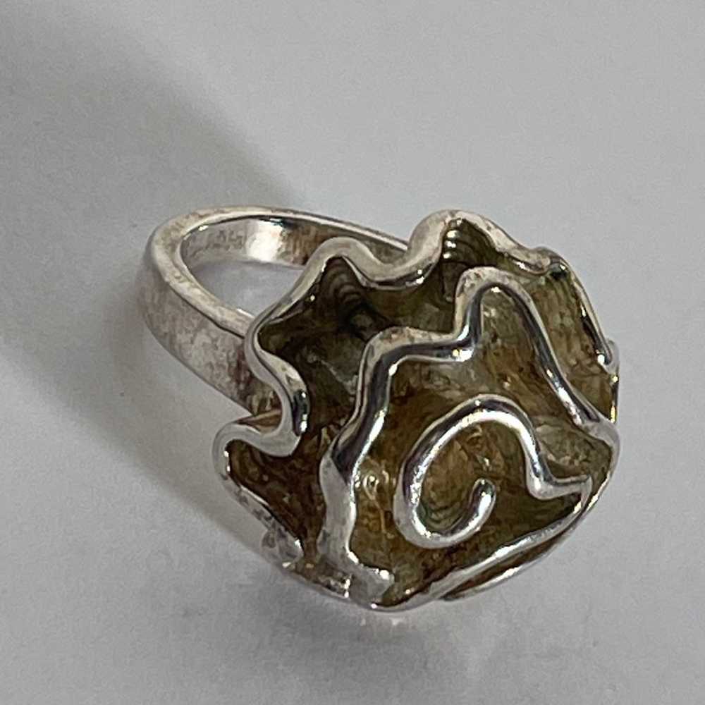 Vintage Sterling Silver Rose Ruffle Ring Size 6.25 - image 8