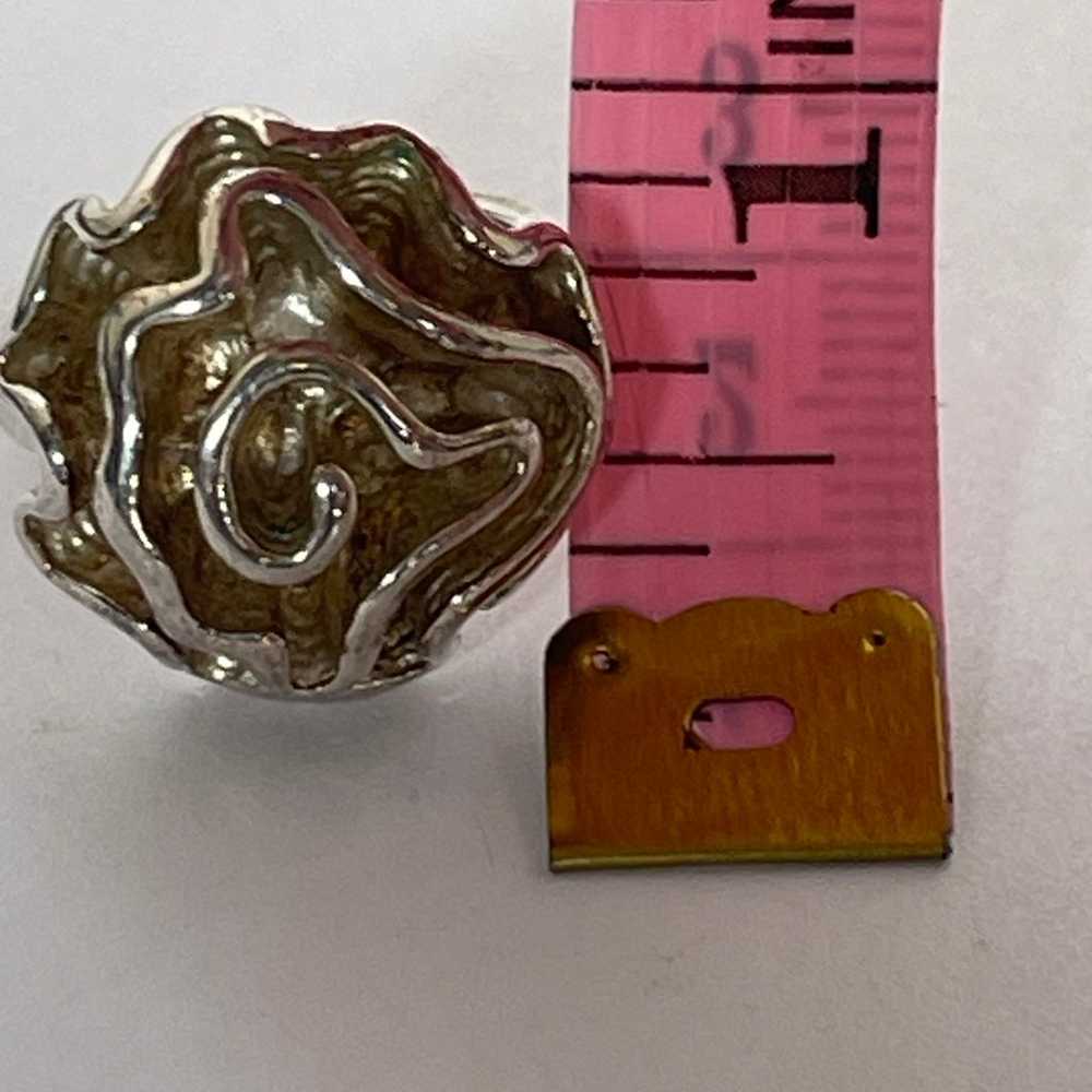 Vintage Sterling Silver Rose Ruffle Ring Size 6.25 - image 9