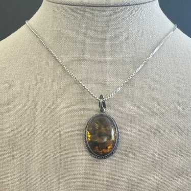 Vintage Amber Pendant in Sterling Silver #63