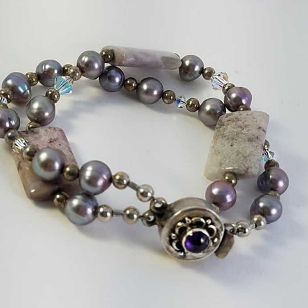 Lavender Chunky Two Strand Bracelet - One-of-a-Ki… - image 3