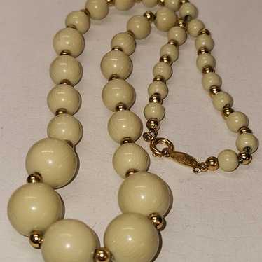 #2360, NAPIER SIGNED, VINTAGE CREAM AND GOLD BEADS