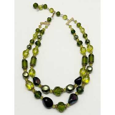 West Germany Vintage Green Beaded Necklace