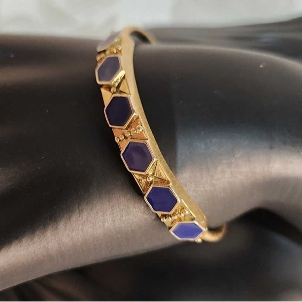 Vintage 70's Runway Lapis Lazuli Hinge Bracelet - image 11