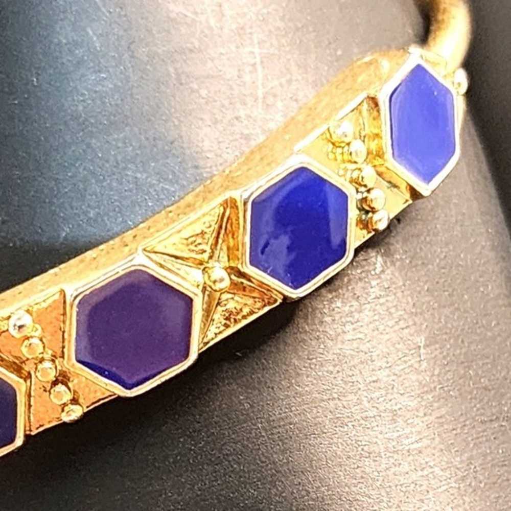 Vintage 70's Runway Lapis Lazuli Hinge Bracelet - image 7