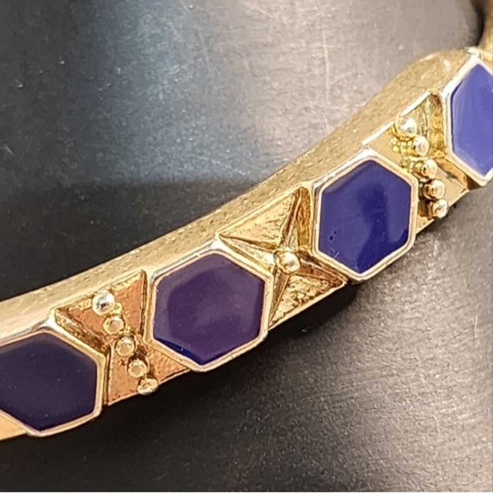 Vintage 70's Runway Lapis Lazuli Hinge Bracelet - image 8