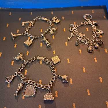 Trio set of unmarked vintage charm bracelets