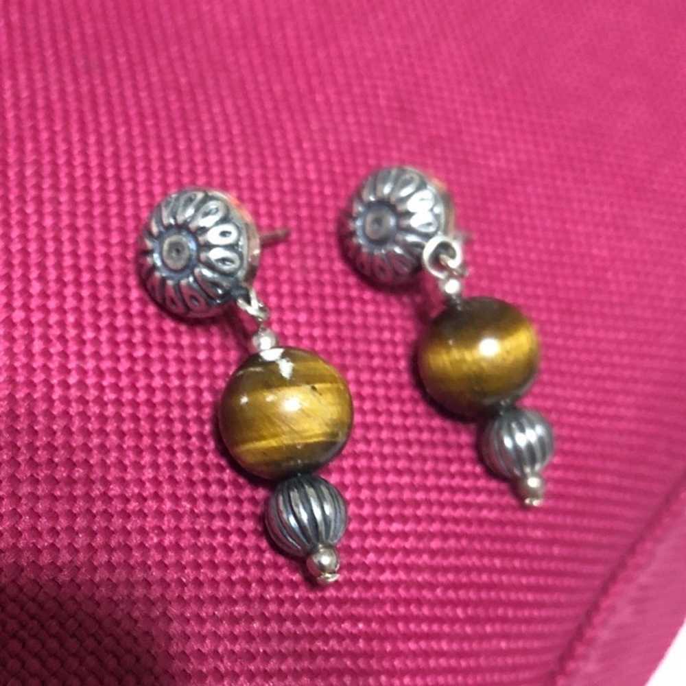 Carolyn pollack sterling tiger eye earrings - image 1