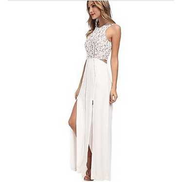 StyleStalker White and Beige Lace Maxi Dress