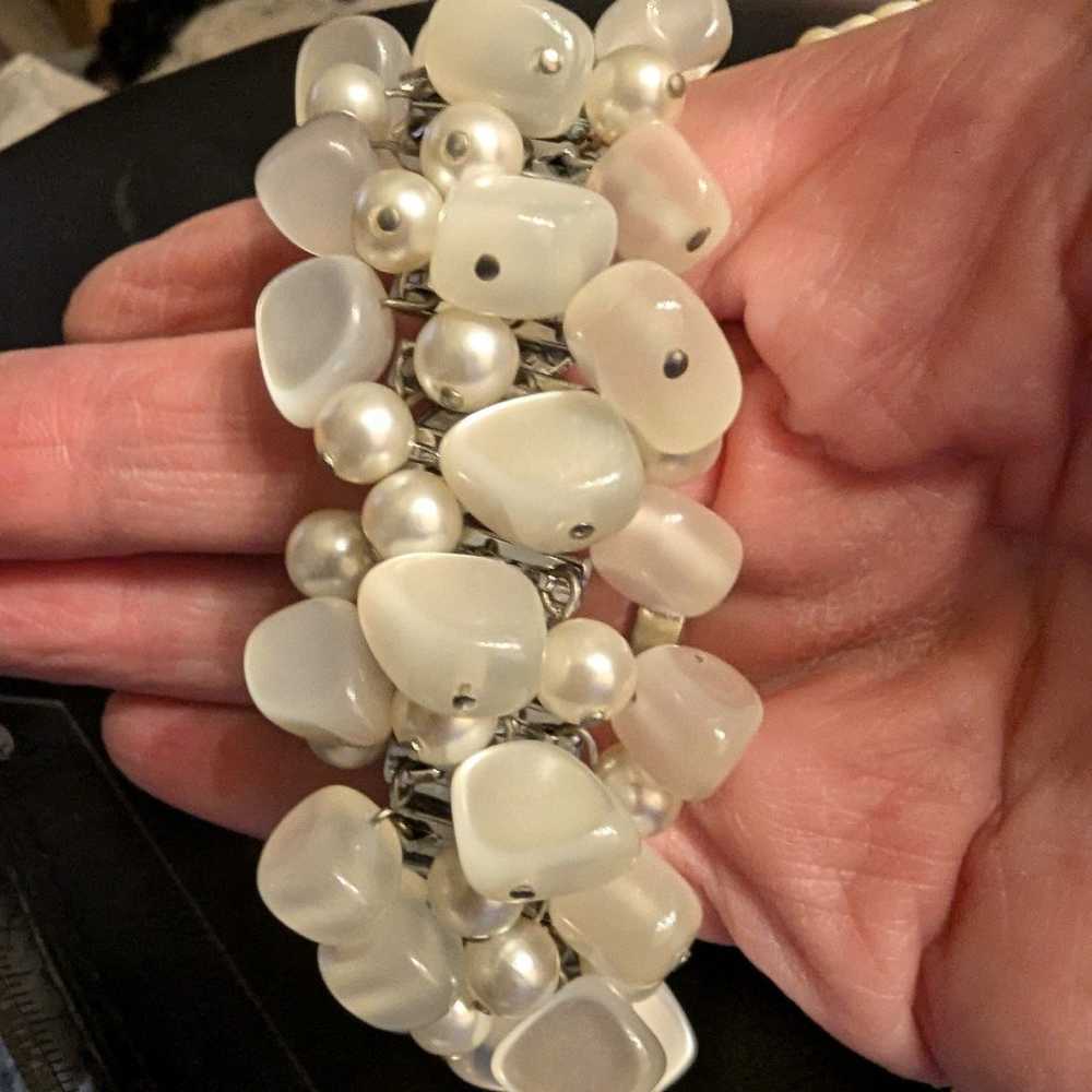 Vintage freshwater Pearl necklace, opaque bracele… - image 11