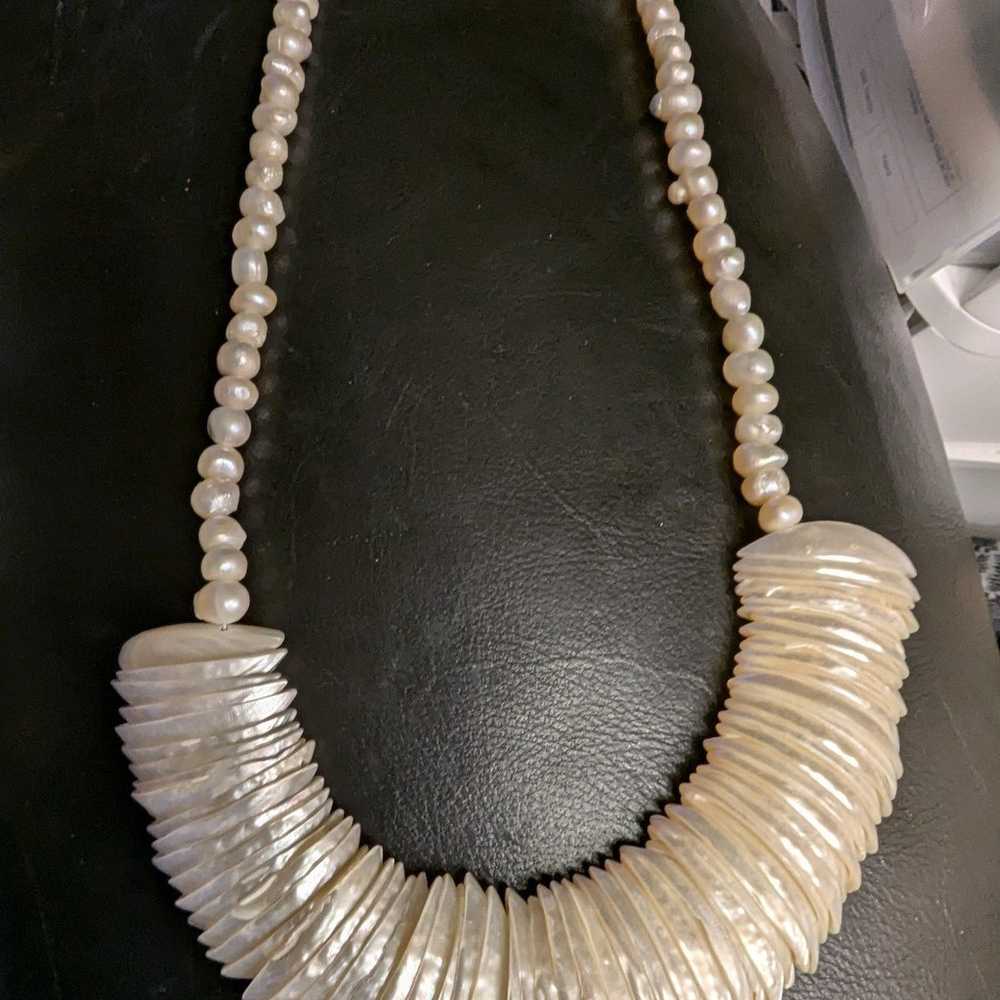 Vintage freshwater Pearl necklace, opaque bracele… - image 2