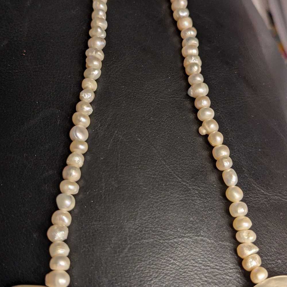 Vintage freshwater Pearl necklace, opaque bracele… - image 3