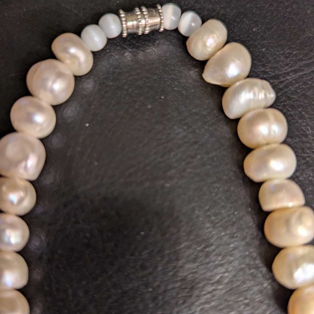 Vintage freshwater Pearl necklace, opaque bracele… - image 7