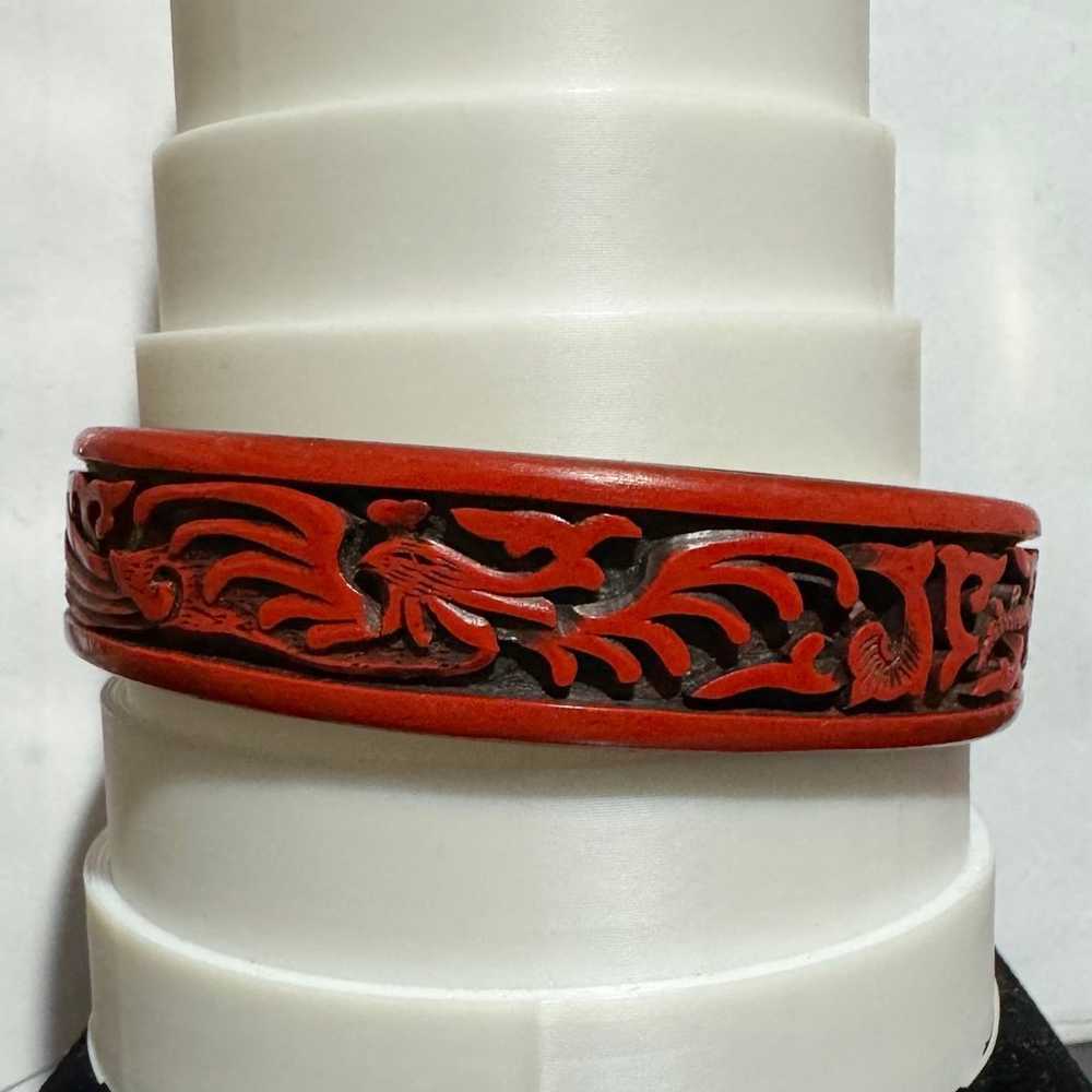 Vintage Red Brass Chinese Style Carved Bangle Bra… - image 4