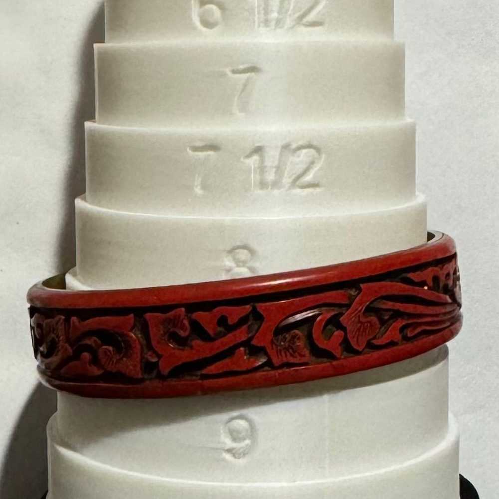Vintage Red Brass Chinese Style Carved Bangle Bra… - image 8