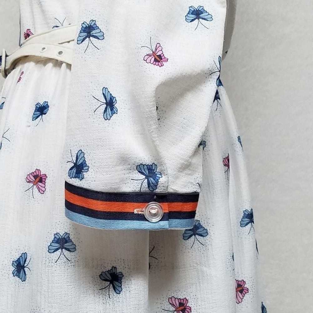 VINTAGE 1970s Floral Butterfly Half-Zip Belted Qu… - image 10