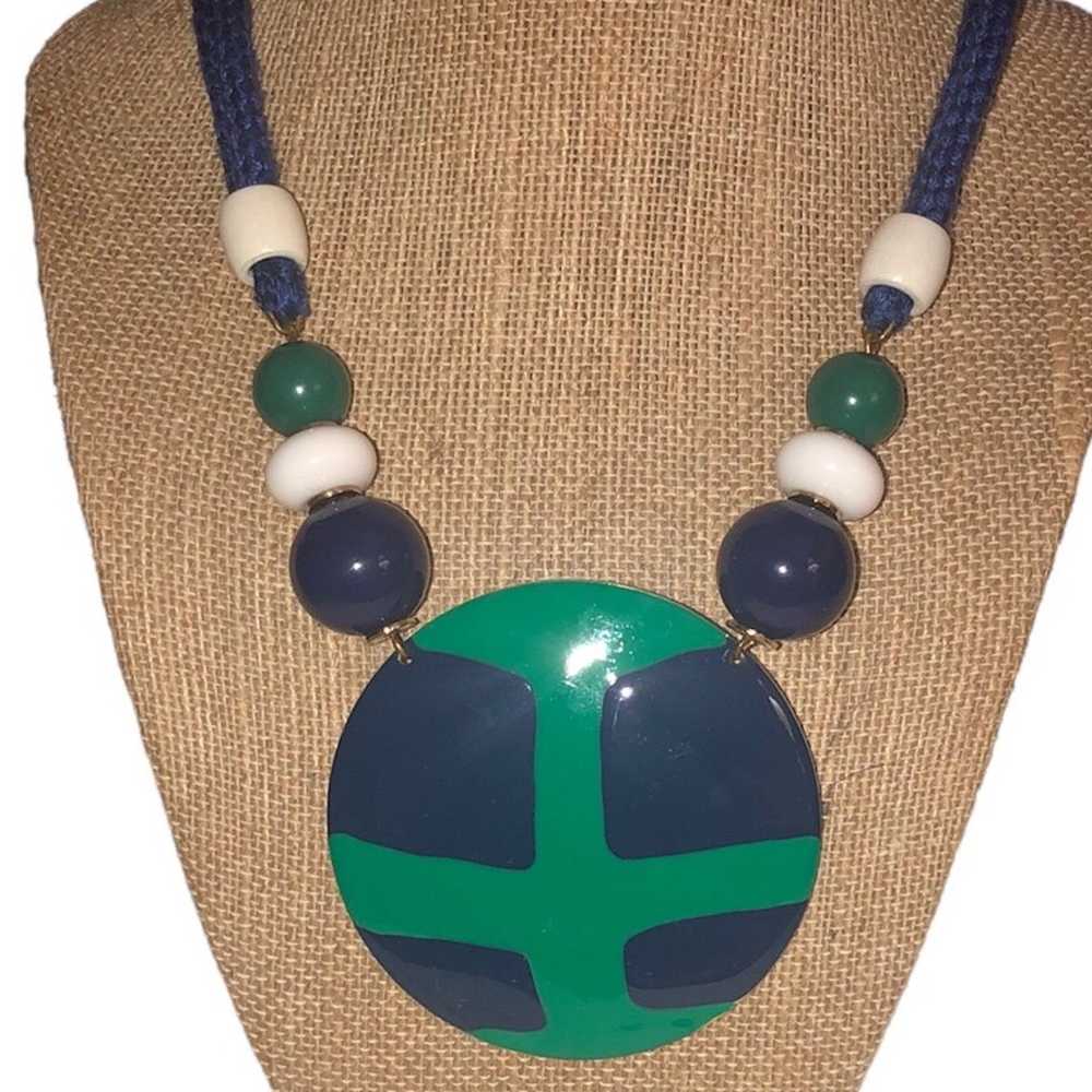 Vintage Women's Mod Modern Enamel Blue Green & Wh… - image 4