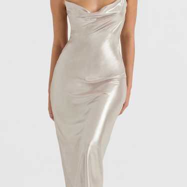 HOUSE OF CB Leia Champagne Shimmer Low Back Maxi … - image 1