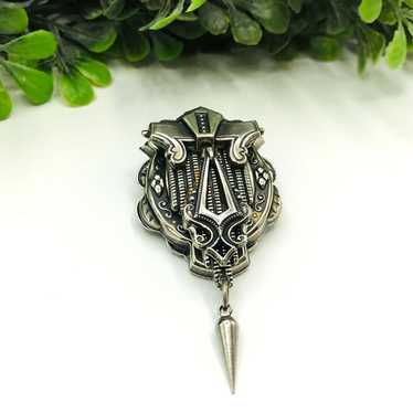 Vintage brooch silver tone art deco by Jan Michae… - image 1