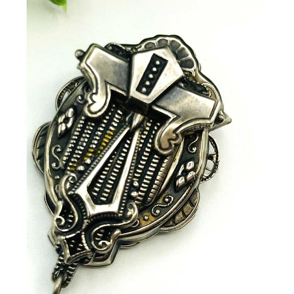 Vintage brooch silver tone art deco by Jan Michae… - image 4