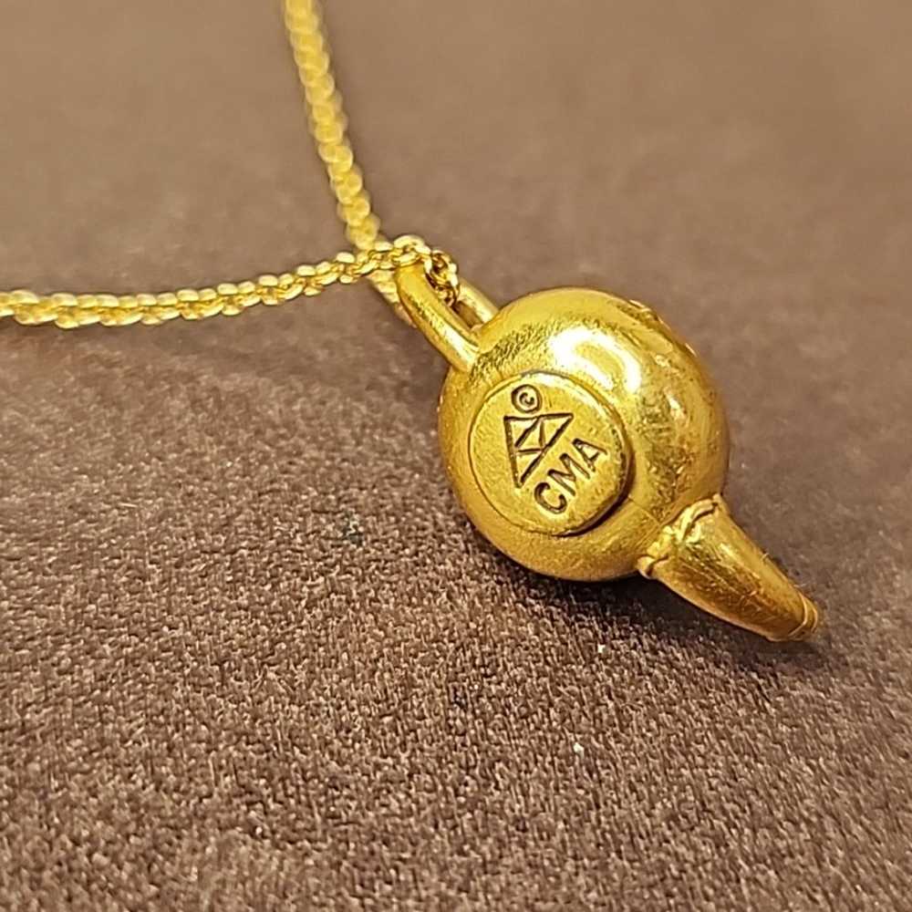 VINTAGE MMA CFA GOLD TONE GENIE LAMP NECKLACE - image 2