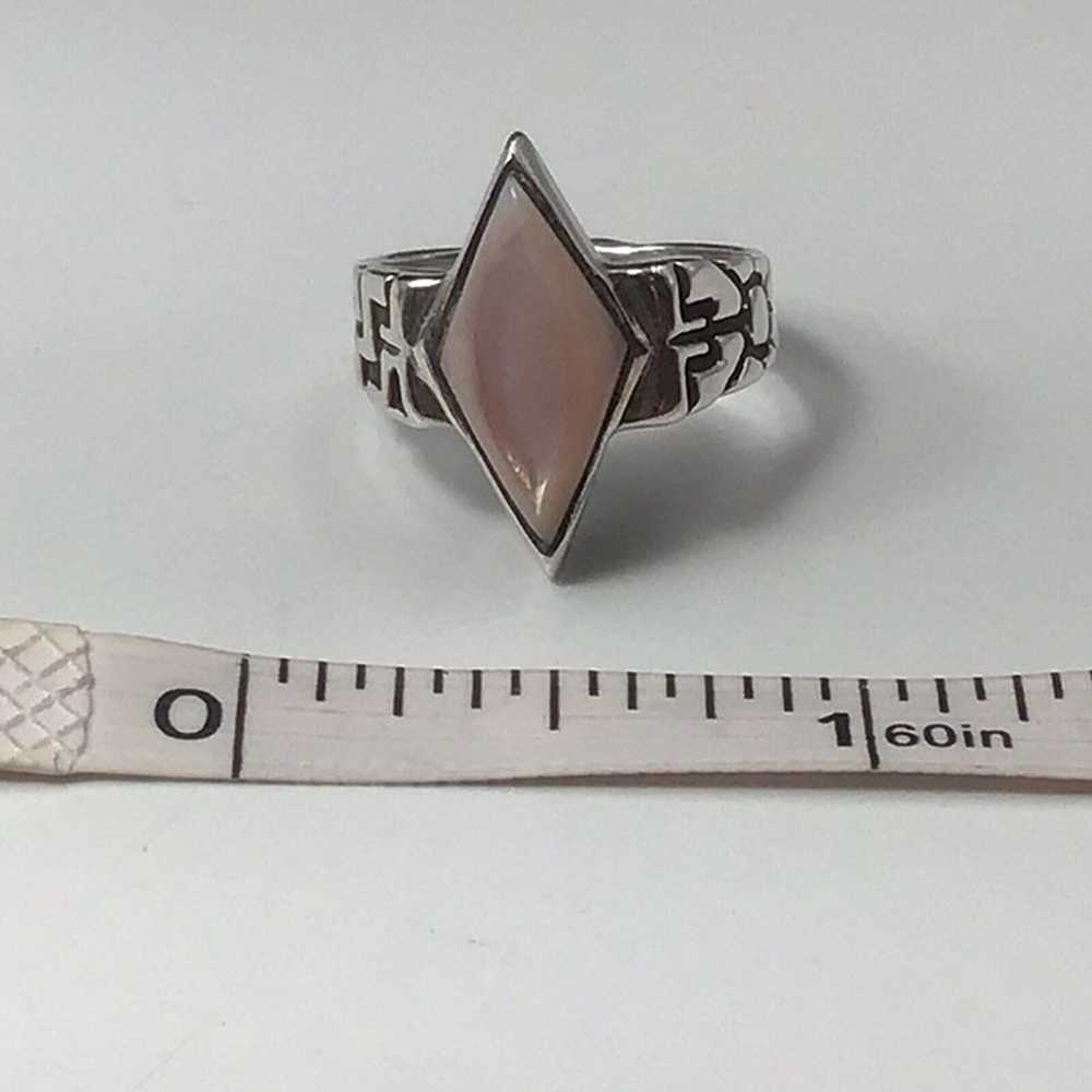 Sterling Silver Pink Mother Of Pearl Vintage Ring… - image 10