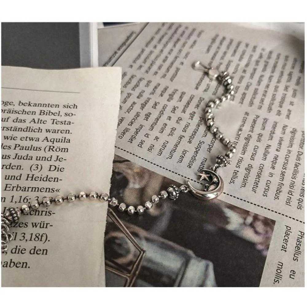 *925 Sterling Silver Vintage Moon Star Bracelet - image 2