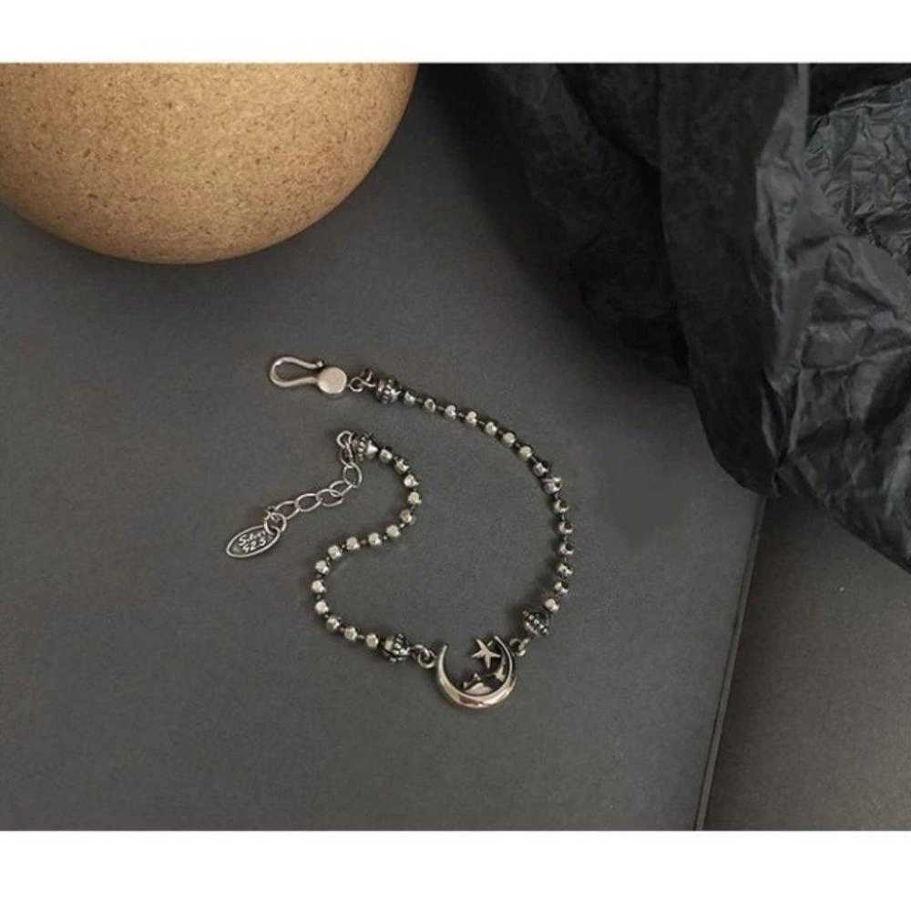 *925 Sterling Silver Vintage Moon Star Bracelet - image 3