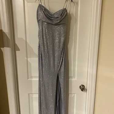 Sparkly Silver Long Prom Dress