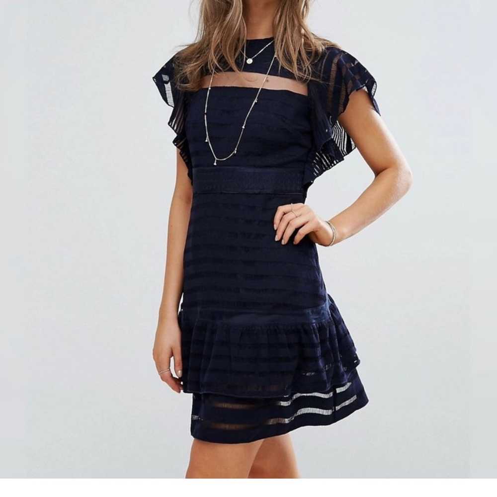 FoxieDox Navy Blue Ruffle Dress (Large) - image 1