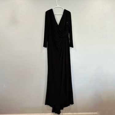 La Femme 29044 Black Faux Wrap Long Sleeve Gown sold 22