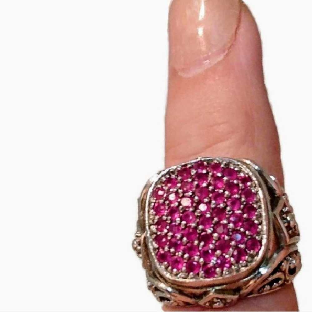 Vntg Natural Ruby Sterling Silver Ring 6 - image 2