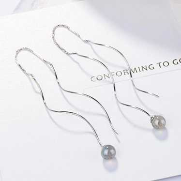 *NEW 925 Sterling Silver Moonstone Swirl Earrings