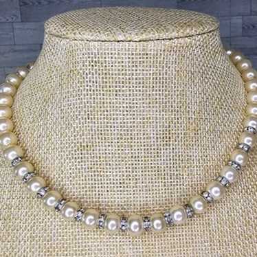 Crown Trifari Ivory Faux Pearl Choker Necklace 92… - image 1