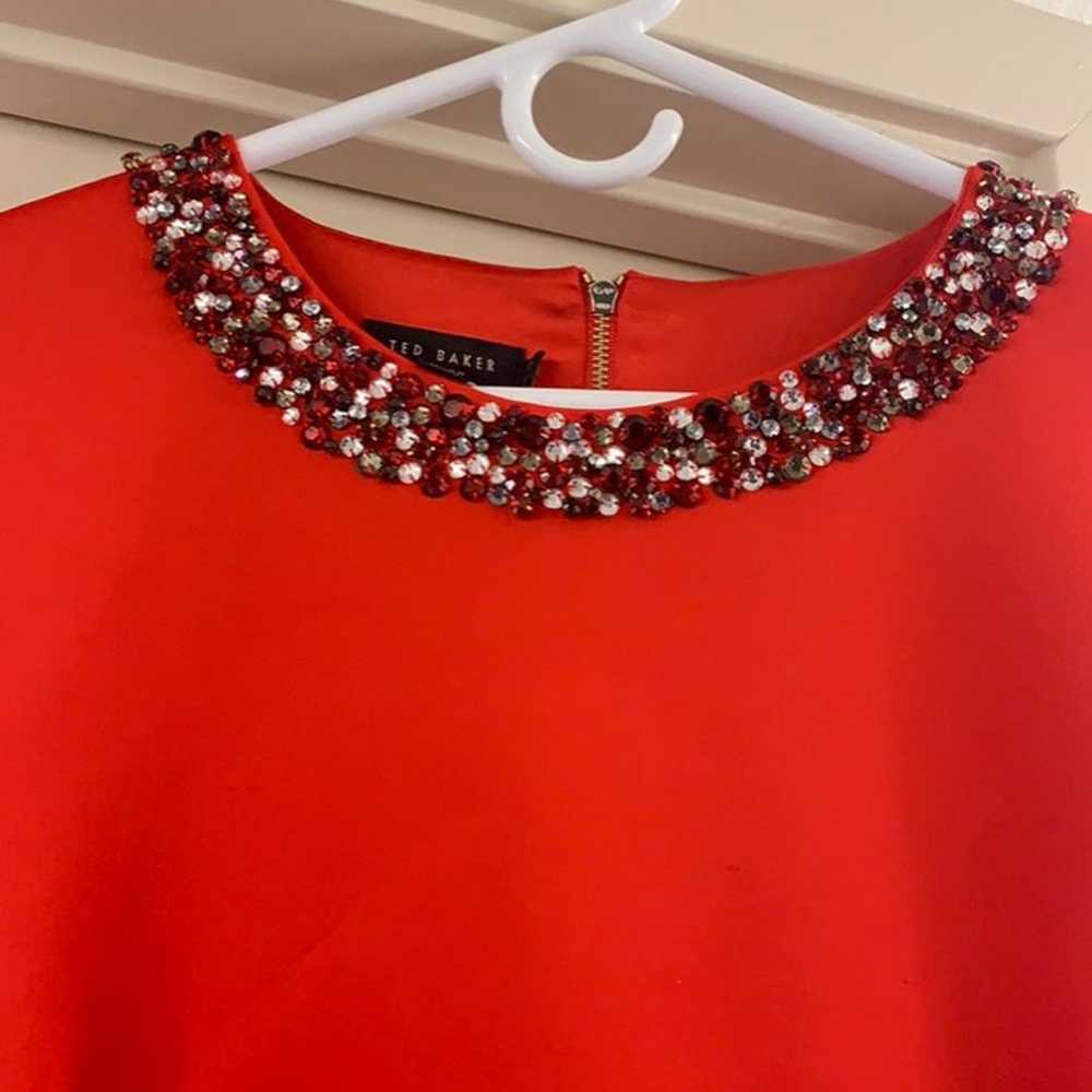 Ted Baker Size 5 Red Jeweled Neck - image 3